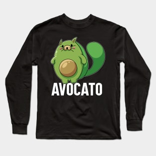 Funny Avocato Vegan Cat Avocado Tee Avogato Fresh Avocado Long Sleeve T-Shirt